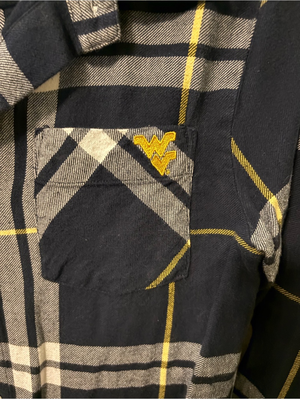 Navy Plaid Button-Down Shirt with Chest Pocket - Picture 2 of 4